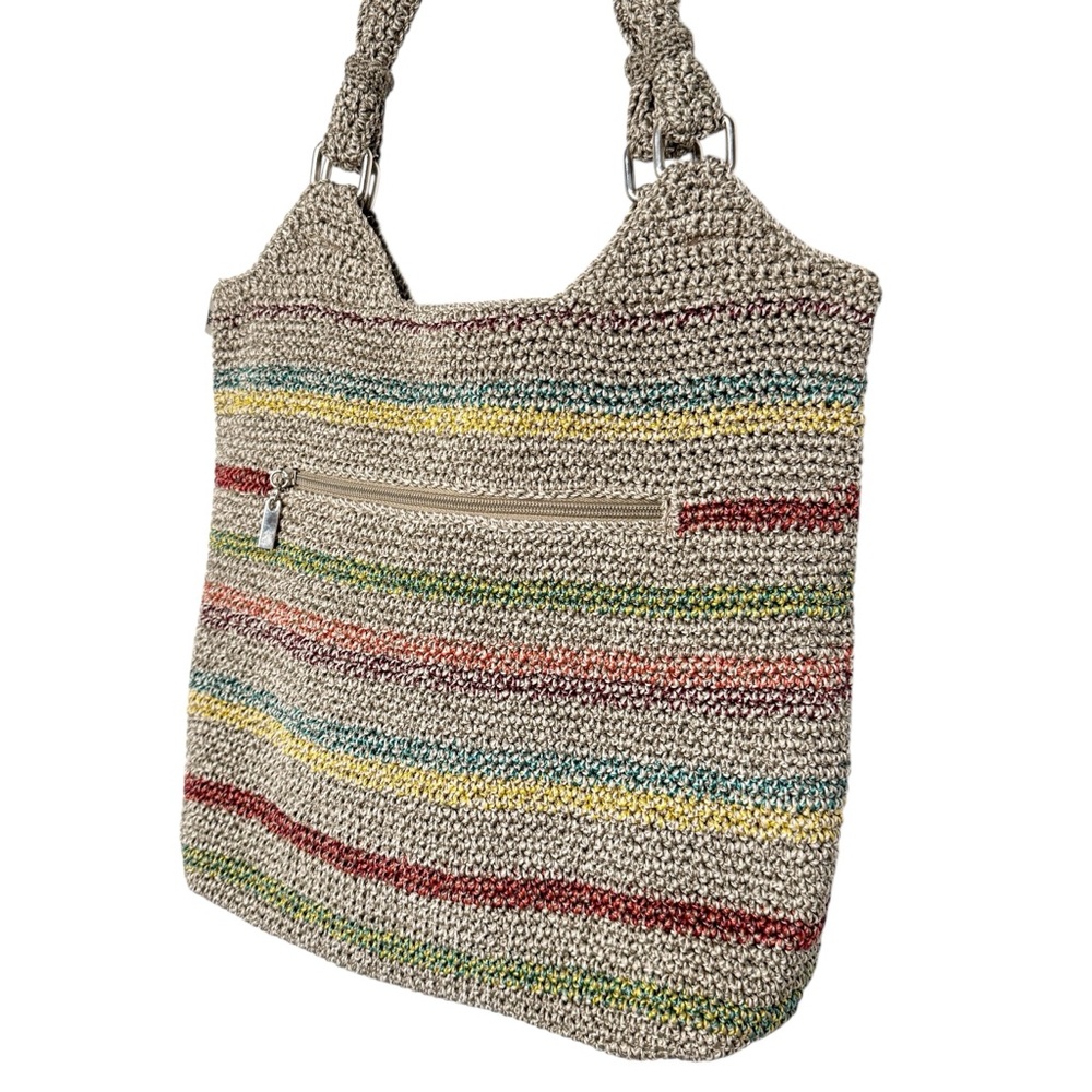 THE SAK BELLE COLORFUL STRIPED WOVEN HOBO SHOULDER BAG - Picture 4 of 11